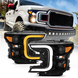 111400  -  LED Projector Headlights w/ Plank Style Switchback Black w/ Amber