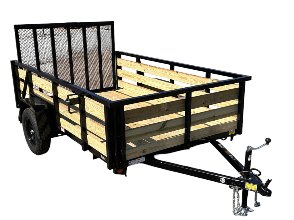 6x14 Utility Trailer with 3 board wood sides 24in tall - Quality Steel and Aluminum  - Model 7414AN3.5KSAw/HS