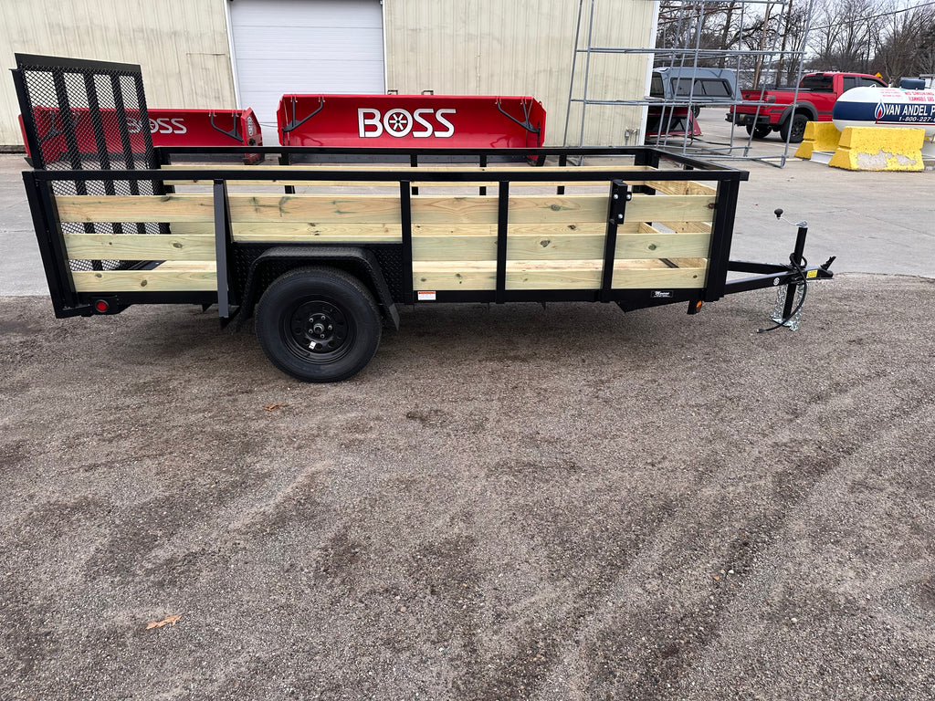 5x12 Utility Trailer with 3 board wood sides 24in tall - Quality Steel and Aluminum  - Model 6212AN3.5KSAw/HS