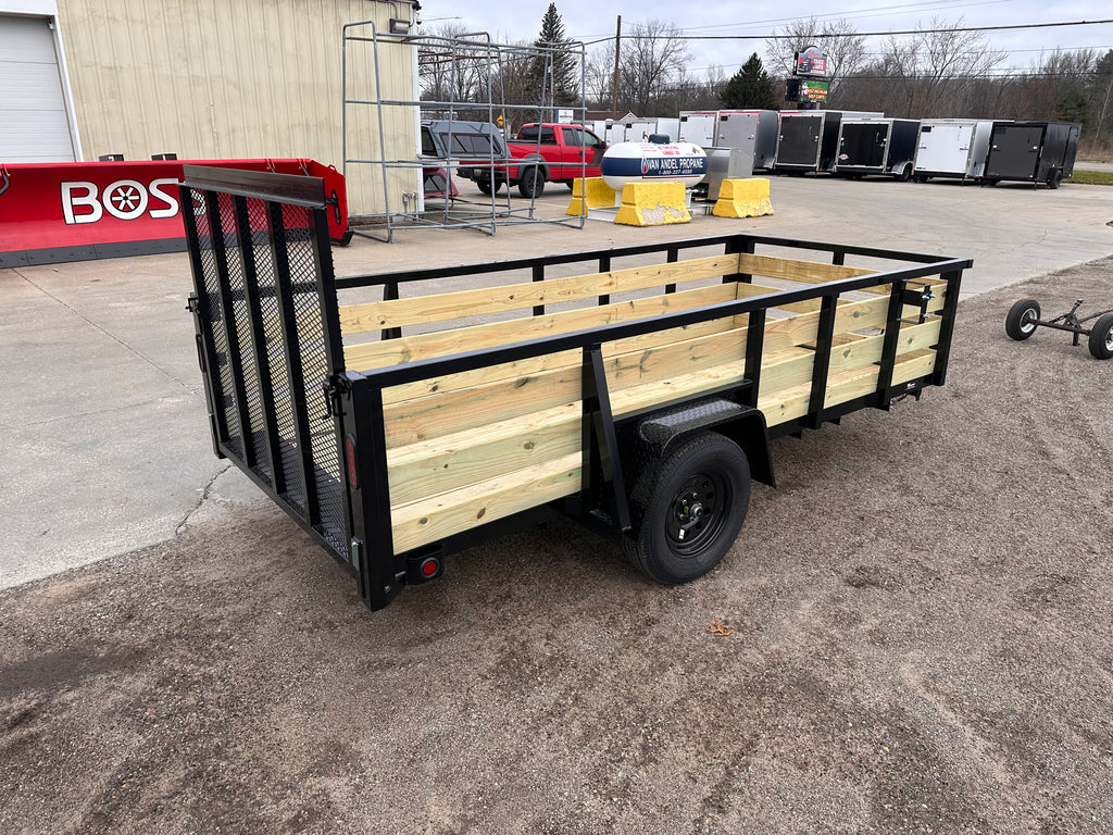 5x12 Utility Trailer with 3 board wood sides 24in tall - Quality Steel and Aluminum  - Model 6212AN3.5KSAw/HS