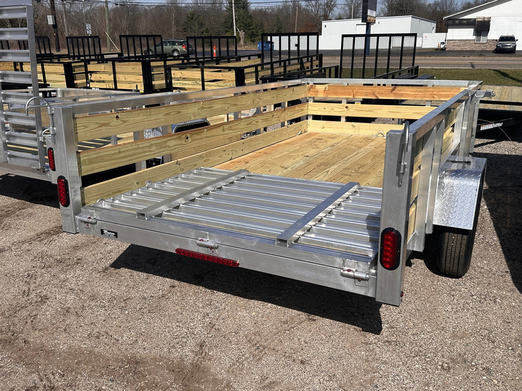 6x10 Aluminum Utility Trailer with 3 board wood sides 24in tall - Quality Steel and Aluminum  - Model 7410ALSLSA3.5Kw/HS