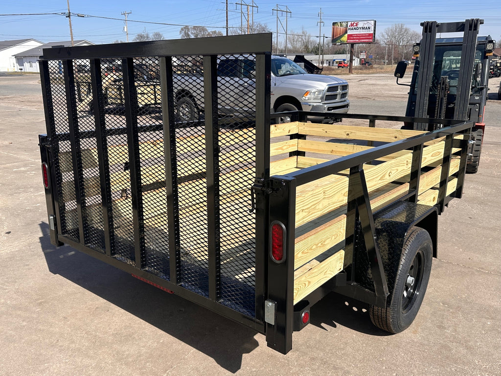 6x14 Utility Trailer with 3 board wood sides 24in tall - Quality Steel and Aluminum  - Model 7414AN3.5KSAw/HS