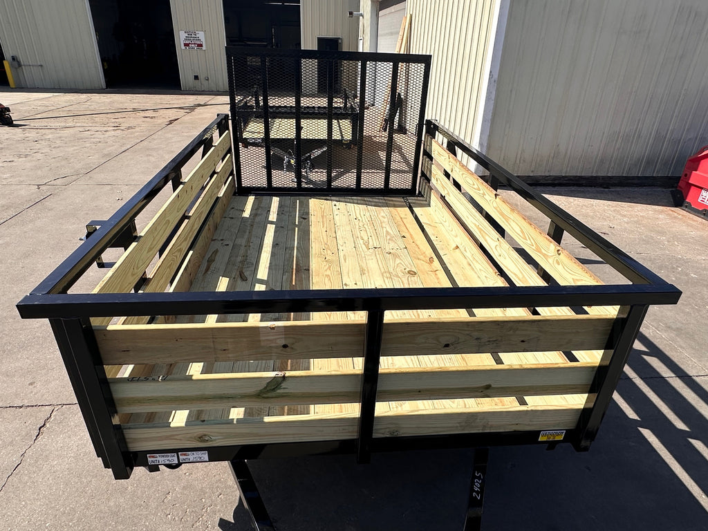 6x14 Utility Trailer with 3 board wood sides 24in tall - Quality Steel and Aluminum  - Model 7414AN3.5KSAw/HS