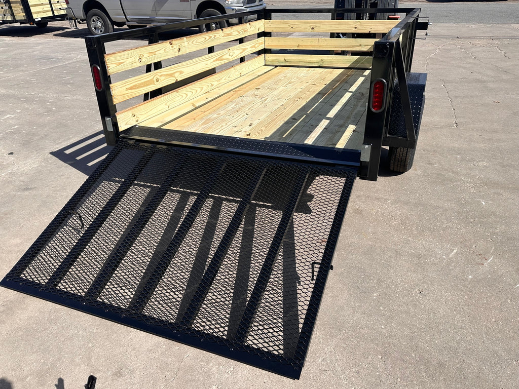 6x14 Utility Trailer with 3 board wood sides 24in tall - Quality Steel and Aluminum  - Model 7414AN3.5KSAw/HS