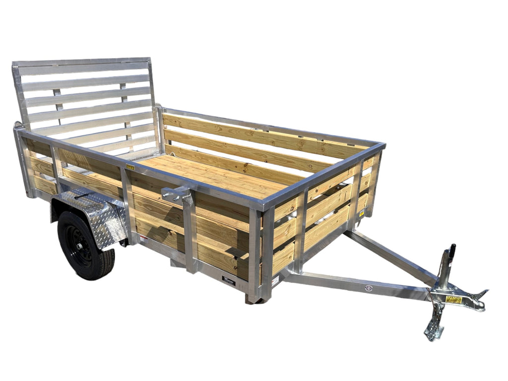 6x10 Aluminum Utility Trailer with 3 board wood sides 24in tall - Quality Steel and Aluminum  - Model 7410ALSLSA3.5Kw/HS